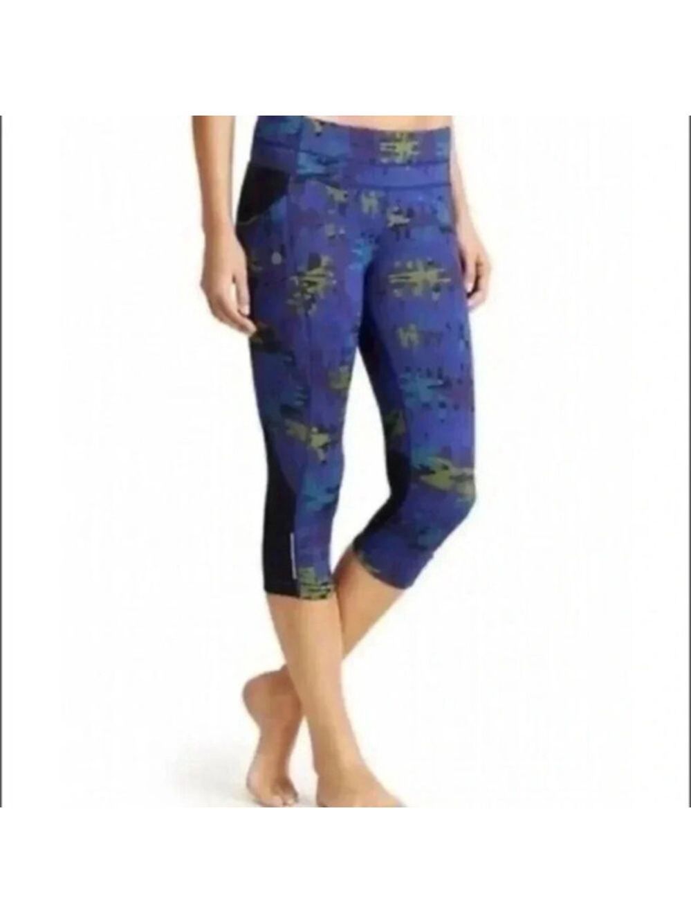 Athleta Camo Be Free Knicker Crop Leggings Blue
